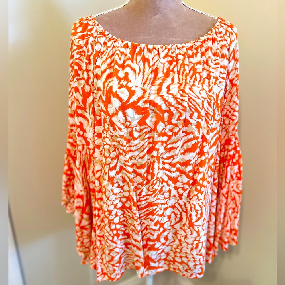 Fun Orange and White Zebra Stripped Top